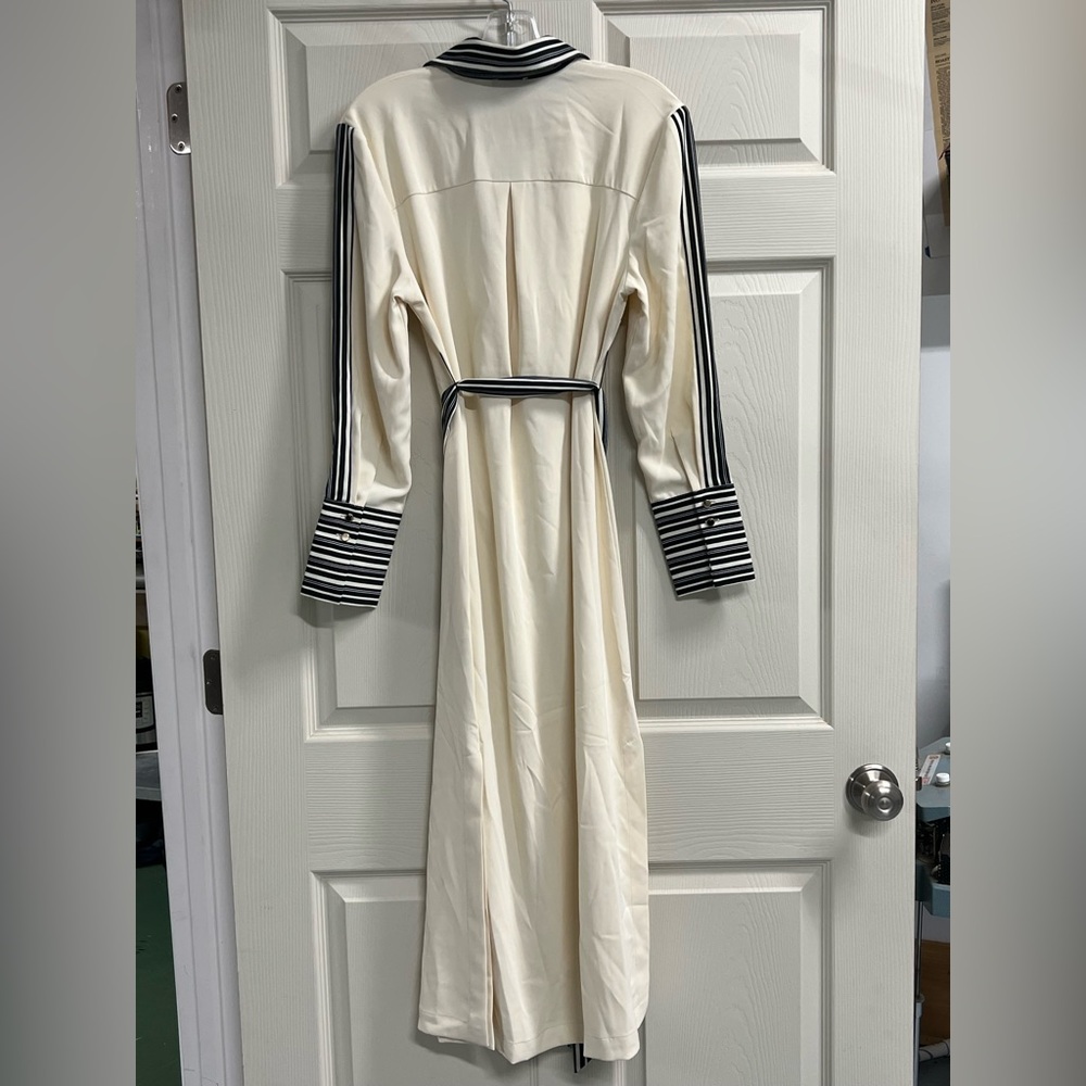 Karen Millen Cream Midi Shirtdress with Black Stripe Trim - Picture 2 of 16